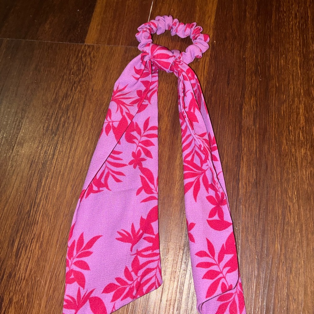 Pink Floral Scarf Scrunchie